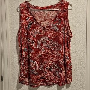 Maurices 24/7 Mara Paisley V Neck Tank Top Size XL